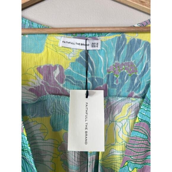 NWT Faithfull the Brand Rafa Front Button Elastic Cuff Midi Dress Lera Floral - Picture 4 of 7